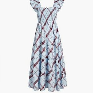 Hill House Home Matilda plaid light blue burgundy dress XS
